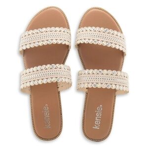 Kensie Women's Beige Sandals with Sparkling Accents